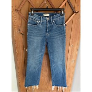 Madewell Cali Demi Boot raw hem cropped denim jeans size 25P